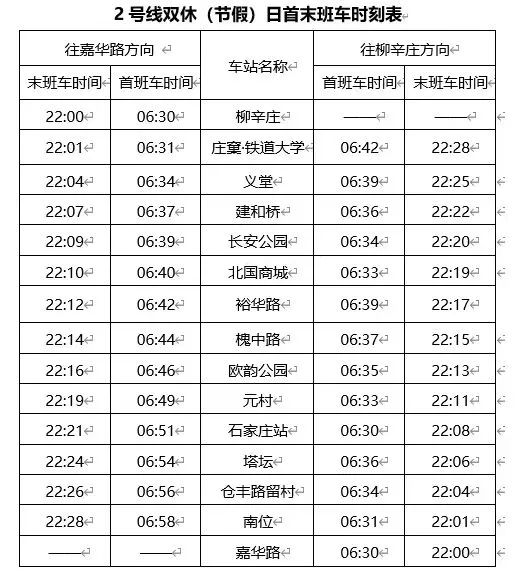 2号线首未车时刻表