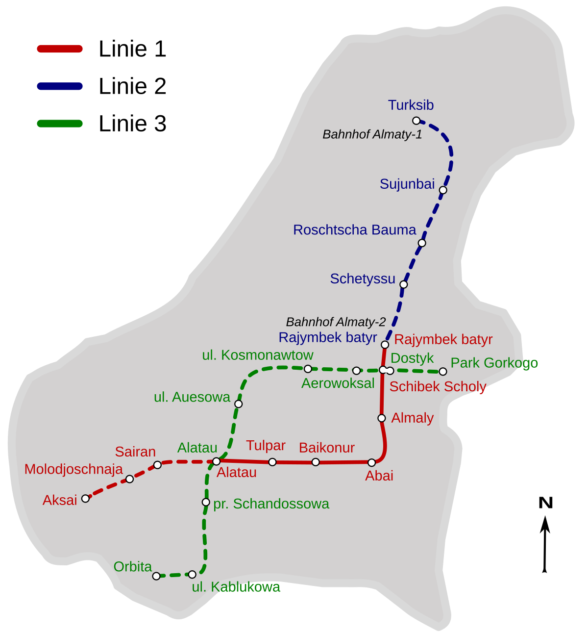 Almaty Metro Line Map, Almaty Rail Transit Map