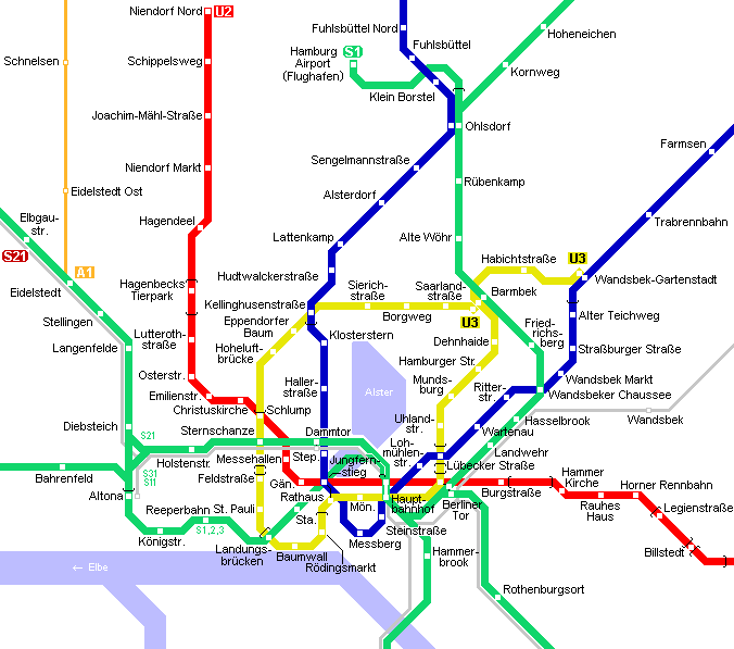 汉堡地铁线路图,汉堡轨道交通图