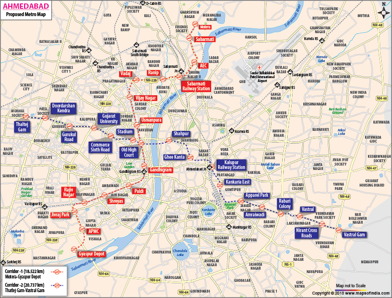 Ahmedabad Metro Map, Ahmedabad Rail Transit Map