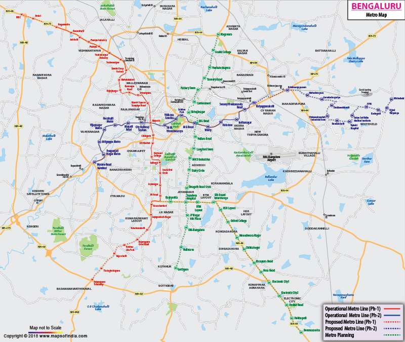 Bengaluru Metro Map, Bengaluru Rail Transit Map