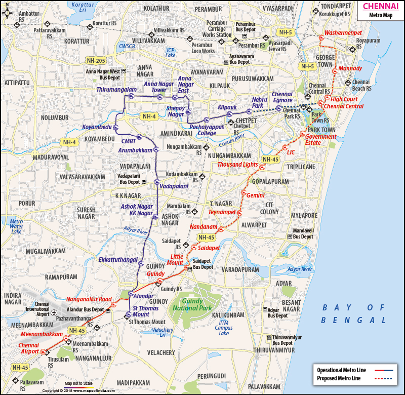 Chennai Metro Map, Chennai Rail Transit Map