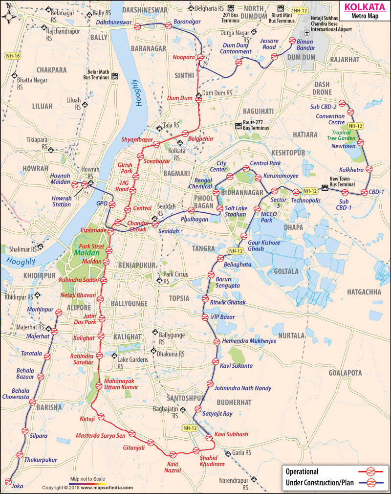 Kolkata Metro Map, Kolkata Rail Transit Map