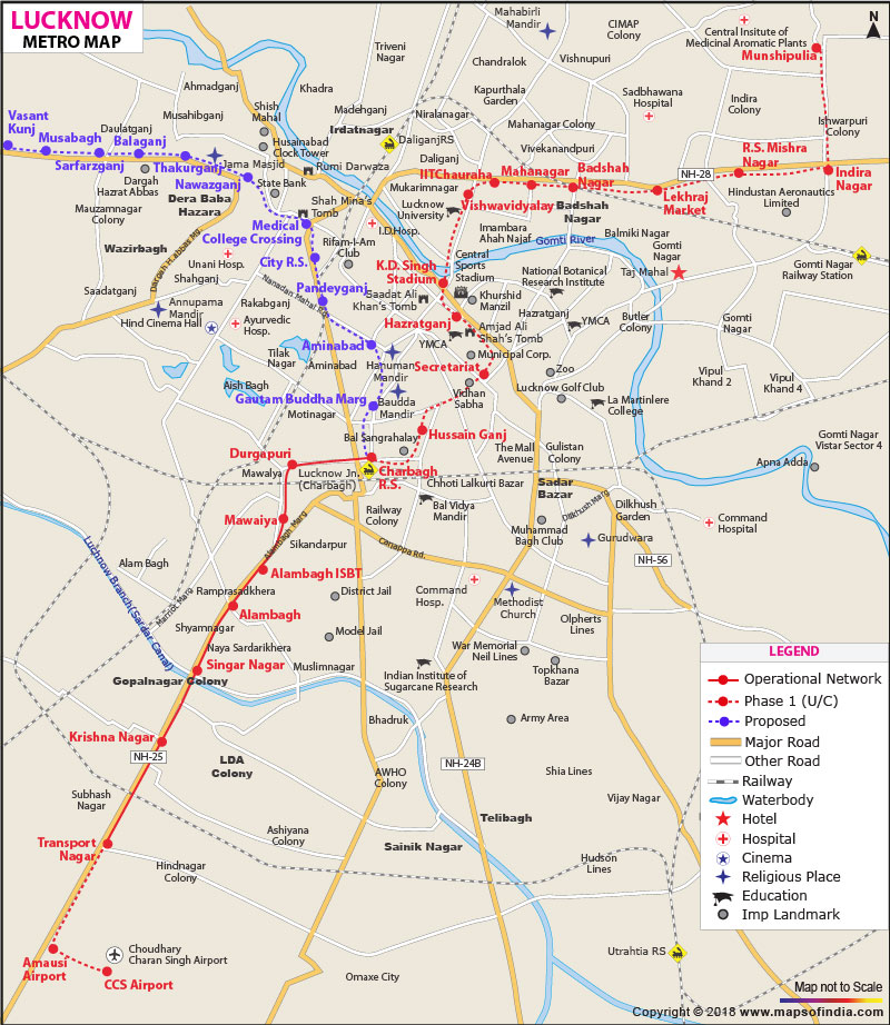 Lucknow Metro Map, Lucknow Rail Transit Map