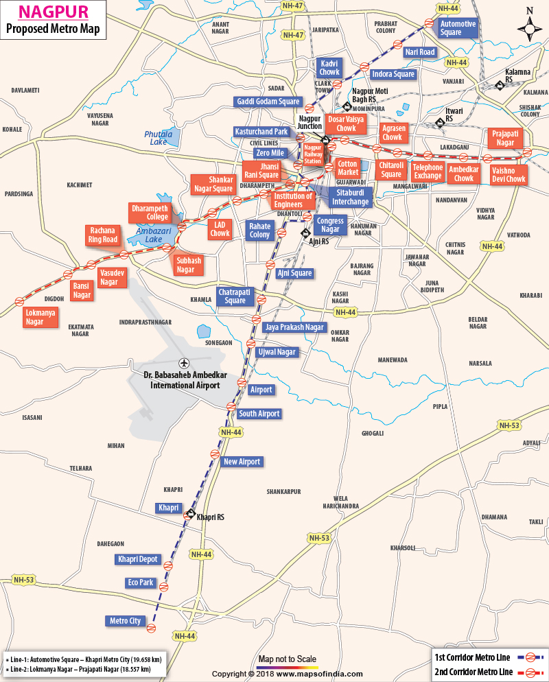 Nagpur Metro Map, Nagpur Rail Transit Map