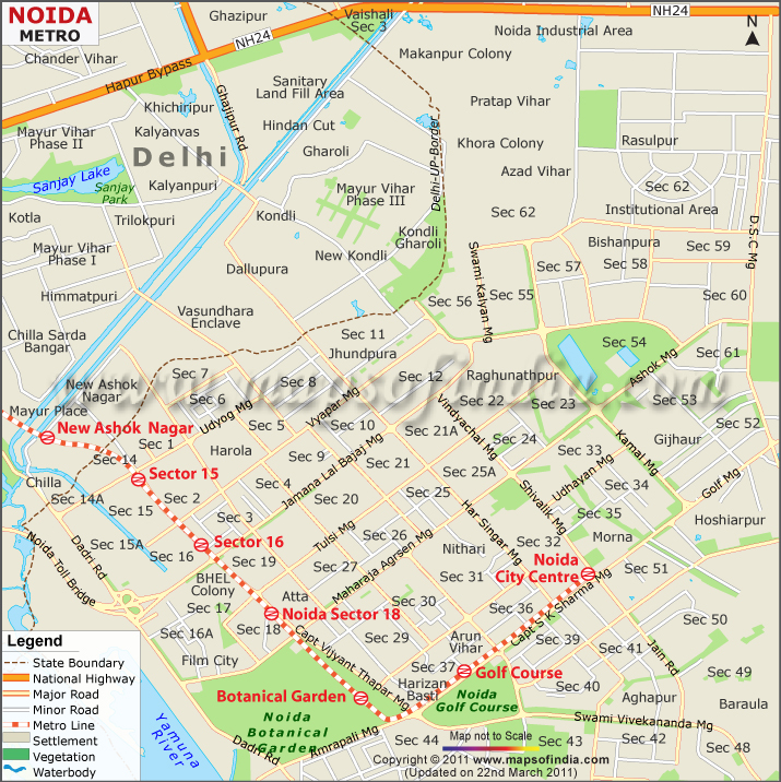 Noida Metro Map, Noida Rail Transit Map