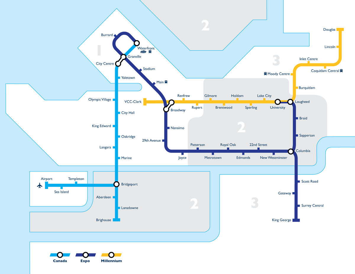 Vancouver Metro Line Map, Vancouver Rail Transit Map